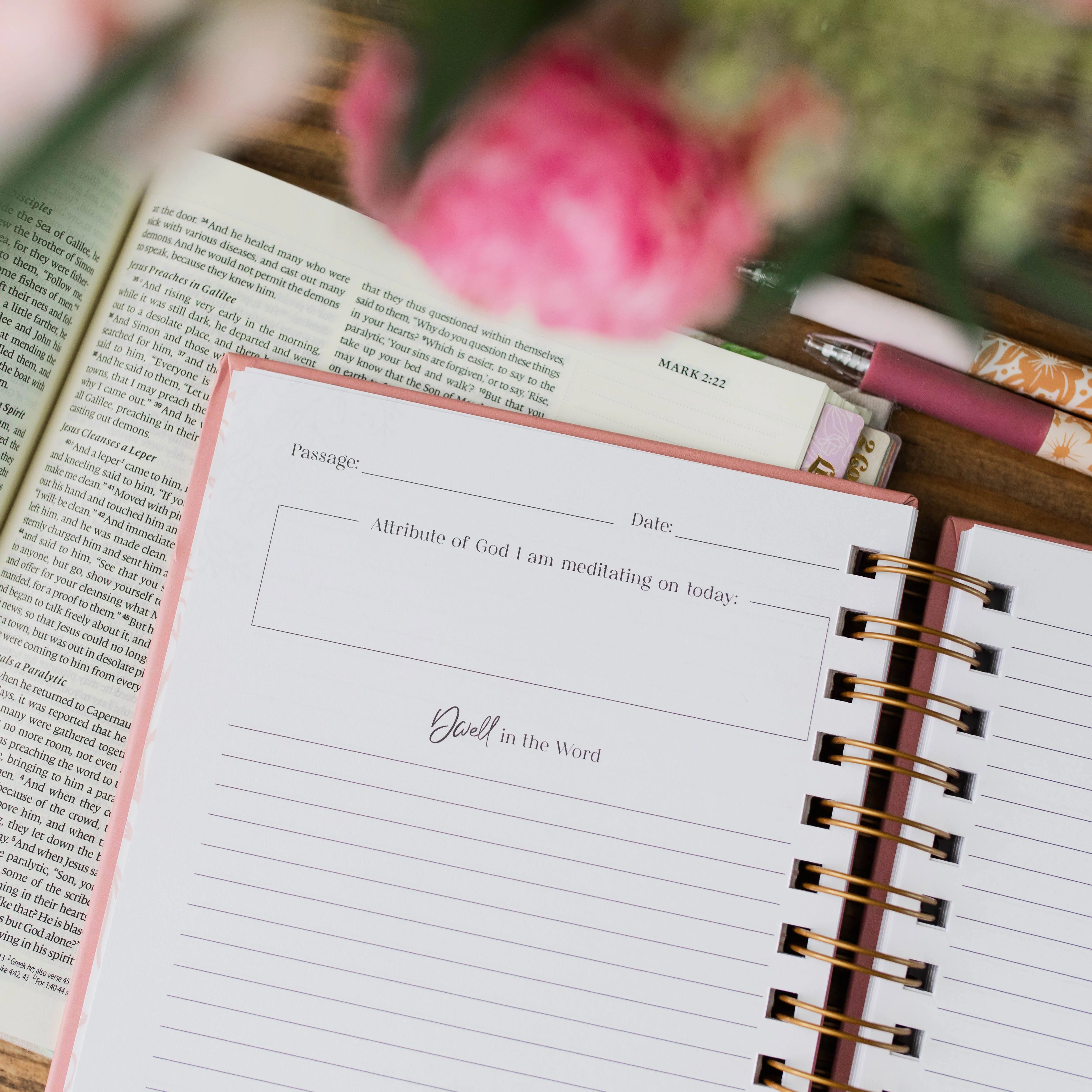 Dwell in the Word Journal - Gold Foil Floral Spiral - Image 4
