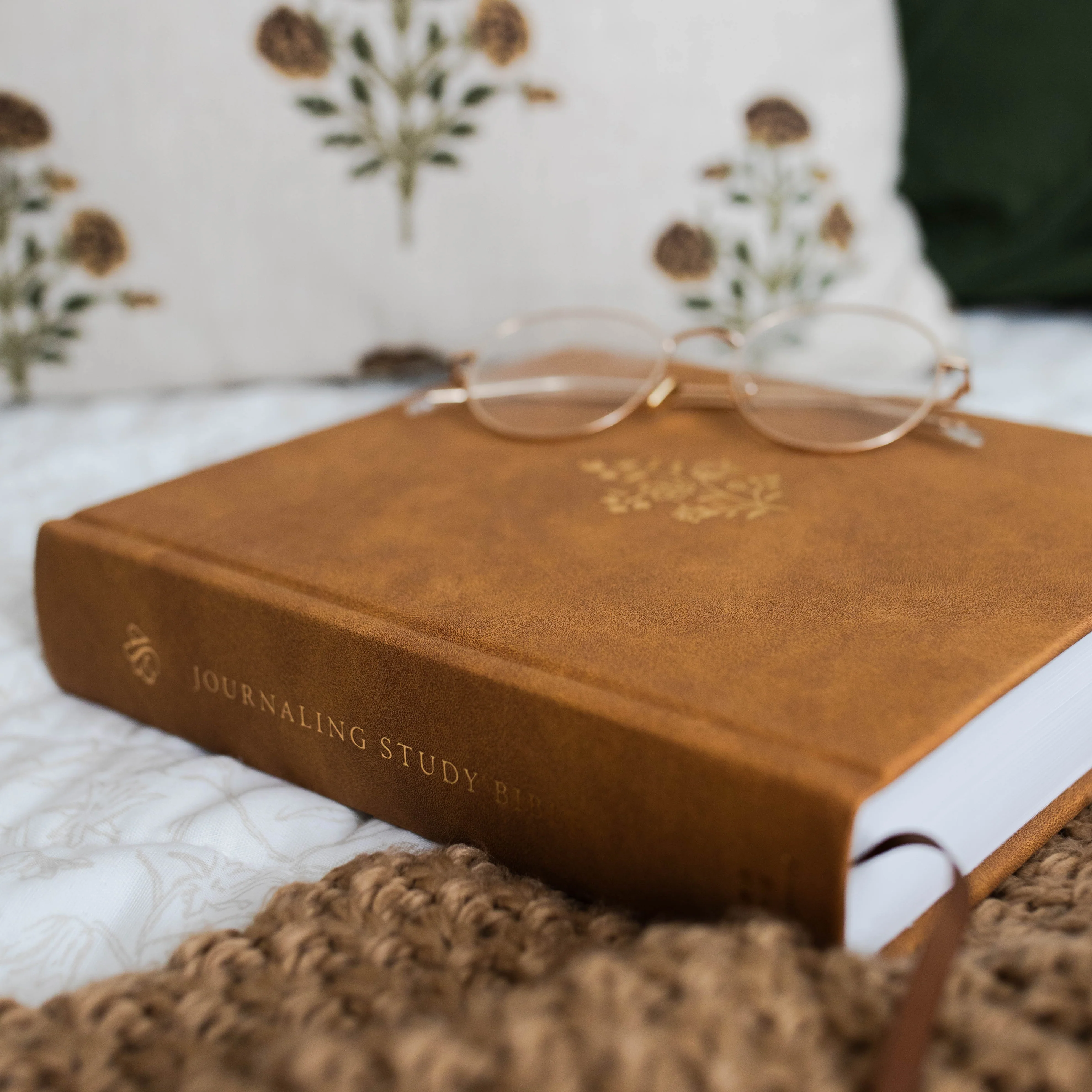 ESV Journaling Study Bible TruTone over Board, Nubuck Caramel - Image 3
