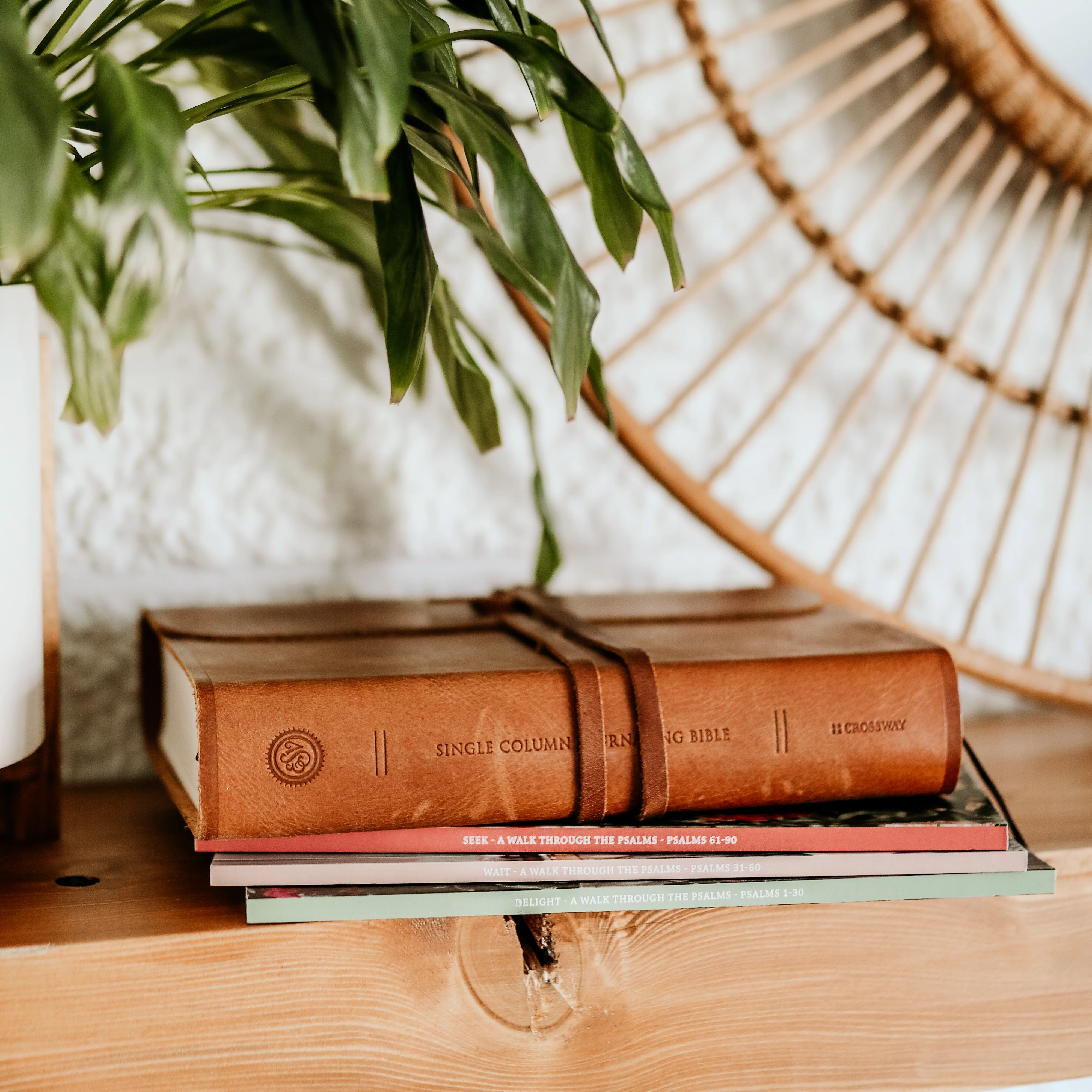 ESV Single Column Large Print Journaling Bible® - Brown Natural Leather w/ Flap with Strap - Image 3